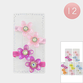 12 Set of 4 - Flower Snap Alligator Hair Clips