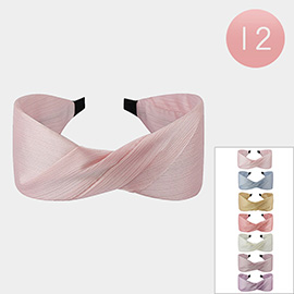 12PCS - Pleated Solid Twisted Headband
