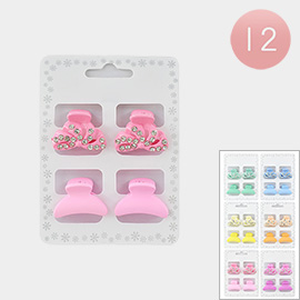 12 Set of 4 - Rhinestone Embellished Mini Hair Claw Clips