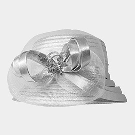 Bow Accented Metallic Dressy Hat