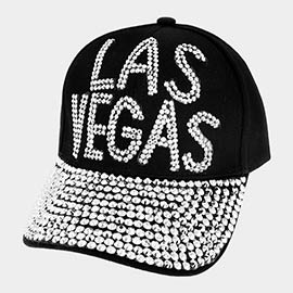 Studded Las Vegas Message Denim Baseball Cap