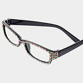 Crystal Pave Rectangular Reading Glasses