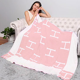 H Patterned Reversible Throw Blanket