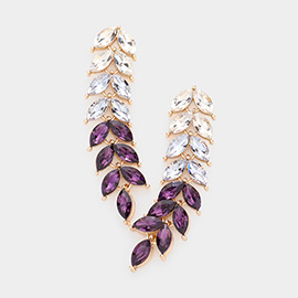 Marquise Stone Cluster Vine Link Dangle Evening Earrings