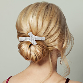 Curved Rhinestone Pave Barrette