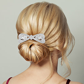 Marquise Stone Accented Bow Barrette