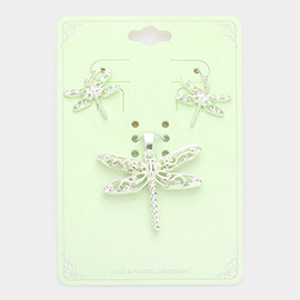 Filigree Metal Butterfly Pendant Set