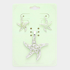 Filigree Metal Starfish Pendant Set