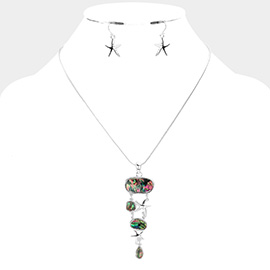 Abalone Metal Starfish Link Pendant Necklace