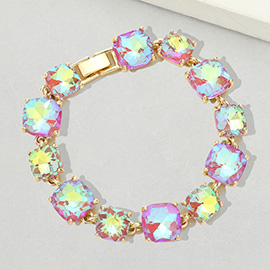 Cushion Square Stone Link Evening Bracelet