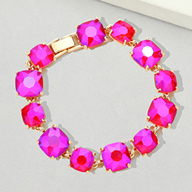 Cushion Square Stone Link Evening Bracelet