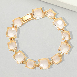Cushion Square Stone Link Evening Bracelet