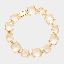 Cushion Square Stone Link Evening Bracelet