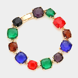 Cushion Square Stone Link Evening Bracelet