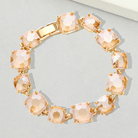 Cushion Square Stone Link Evening Bracelet