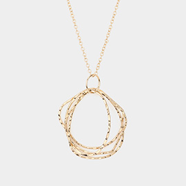 Irregular Open Metal Link Pendant Long Necklace