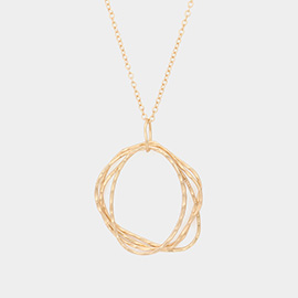 Irregular Open Metal Link Pendant Long Necklace