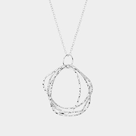 Irregular Open Metal Link Pendant Long Necklace