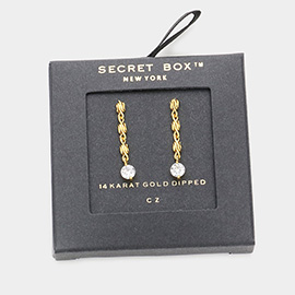 Secret Box _ 14K Gold Dipped CZ Pointed Linear Dangle Earrings