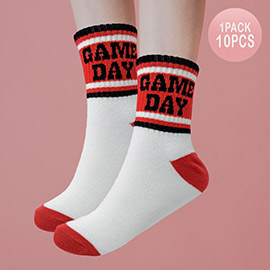 10Pairs - Game Day Message Color Block Socks