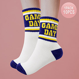 10Pairs - Game Day Message Color Block Socks