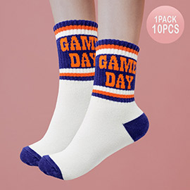 10Pairs - Game Day Message Color Block Socks