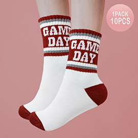 10Pairs - Game Day Message Color Block Socks