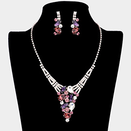 Multi Stone Cluster Rhinestone Necklace