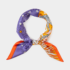 Abstract Leaf Printed Square Scarf