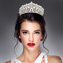 Oval Stone Accented Leaf Cluster Princess Tiara