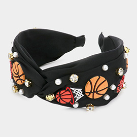 Pearl Stone Basketball Embellished Twisted Headband