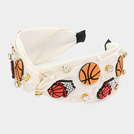 Pearl Stone Basketball Embellished Twisted Headband