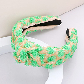 Raffia Detailed Straw Knot Burnout Headband