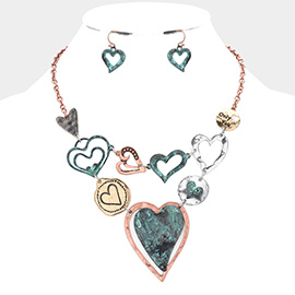 Metal Heart Link Necklace