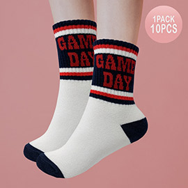 10Pairs - Game Day Message Color Block Socks