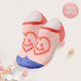 10Pairs - Heart Smile Printed Socks