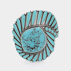 Natural Stone Accented Cuff Bracelet