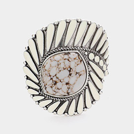 Natural Stone Accented Cuff Bracelet