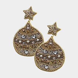 Felt Back Stone Beaded Star Ornament Dangle Earrings