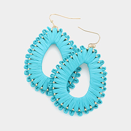 Raffia Wrapped Open Teardrop Dangle Earrings