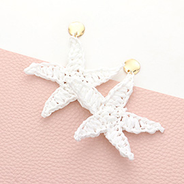 Woven Raffia Starfish Dangle Earrings