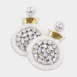 Glass Stone Embellished Beaded Bridal Dangle Earrings