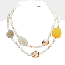 Geometric Bead Accented Double Layered Necklace