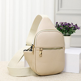 Solid Faux Leather Sling Bag / Fanny Pack / Belt Bag