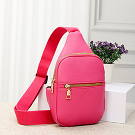 Solid Faux Leather Sling Bag / Fanny Pack / Belt Bag