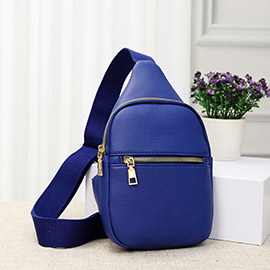 Solid Faux Leather Sling Bag / Fanny Pack / Belt Bag