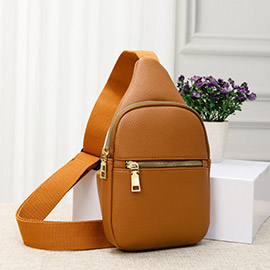 Solid Faux Leather Sling Bag / Fanny Pack / Belt Bag
