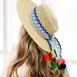 Colorful Pattern Crochet Tassel Tip Hat Band