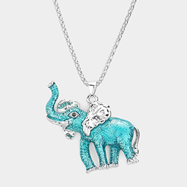 3D Elephant Pendant Necklace