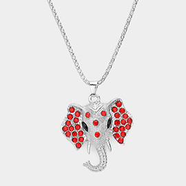Pave Glass Crystal Elephant Pendant Necklace